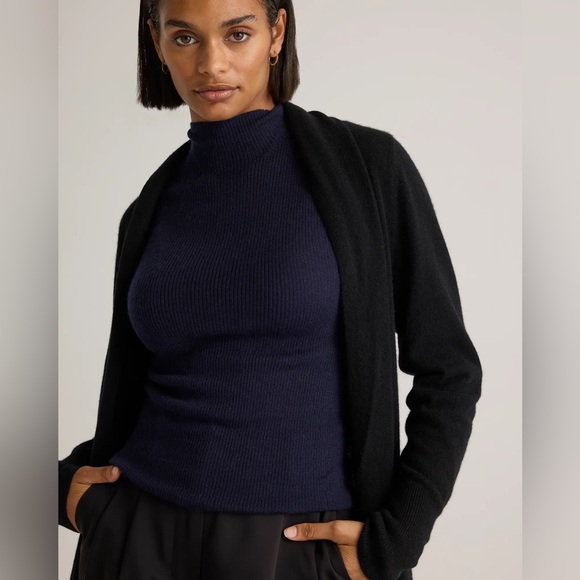 Quince 100% Mongolian Cashmere Black Duster Long Cardigan Sweater S - Picture 4 of 10